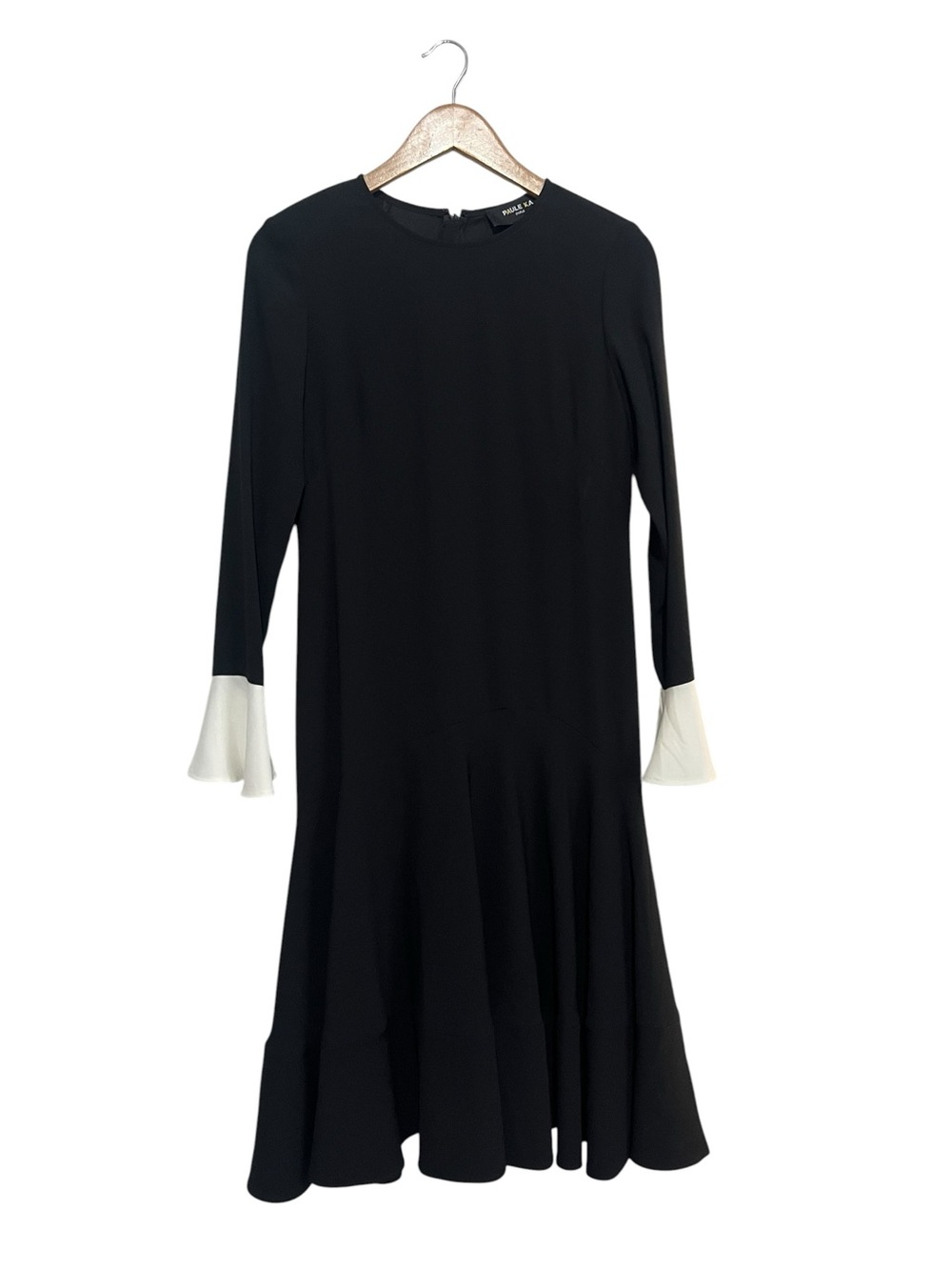 PAULE KA Black Dress with White Flare Cuffs Size 40 LBD Formal